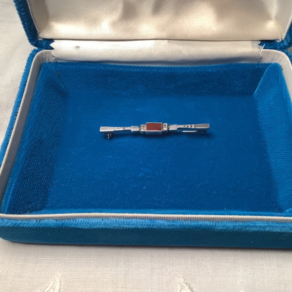 Antique ArtDeco sterling silver and agate brooch - Picture 5 of 7